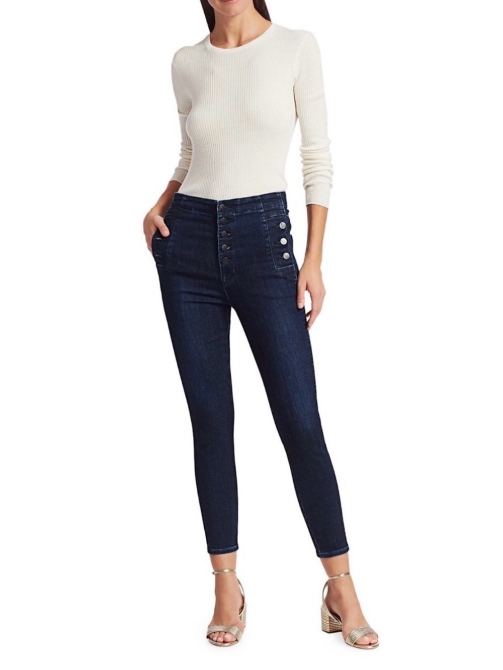 J Brand Natasha High Rise Skinny Crop Blue Jeans in Reality Size 25 Denim